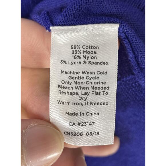 Talbots Sweater Womens 1X Blue V Neck Long Sleeve Cotton Modal Blend Pullover - Picture 5 of 6